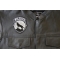 Wolfpack Patch Wolf Howling Moon Silhouette - 4x3.6 inch. Embroidered Iron on Patch shown on leather vest