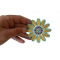 Yellow Blue Flower Patch Yellow Blue Flower Patch shown on hand for size comparison