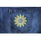 Yellow Blue Flower Patch Yellow Blue Flower Patch shown on jeans