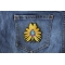 Yellow Flower Butterfly Patch Yellow Flower Butterfly Iron on Patch shown on jeans