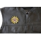 Yellow Flower Patch - 3x3 inch. Embroidered Iron on Patch shown on leather vest