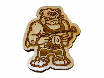 Tommy Gun Bulldog Wood Decor