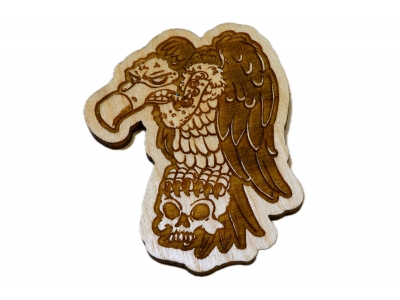 Buzzard Vulture on Skull Wood Decor