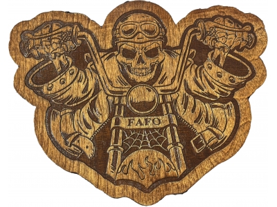 FAFO Biker Skull Wood Sign