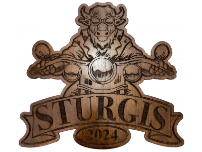 Sturgis 2024 Buffalo Biker 12 inch Stained Rally Souvenir