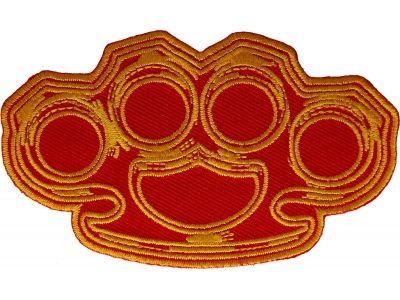 Brass Knuckles in Red and Yellow Patch