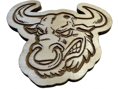 Angry Bull with Nose Ring Wood Decor