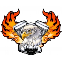 Eagle Engine Flames Biker Patch
