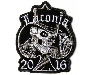 Laconia 2016 Motorcycle Rally Patch Tall Hat Skull