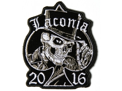 Laconia 2016 Motorcycle Rally Patch Tall Hat Skull