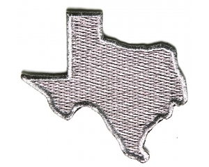 Silver Embroidered Texas Map Iron on Patch