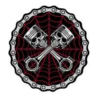Piston Web Skulls Large Back Patch