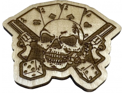 Skull and 4 Aces Wood Decor