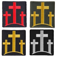 3 Crosses Christian Patch Set Of 4 Different Colors | Embroidered Patches
