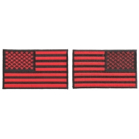 4 Inch Black And Red American Flag Patches Embroidered And Iron On