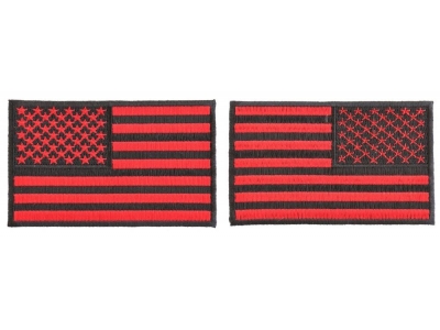 4 Inch Black And Red American Flag Patches Embroidered And Iron On