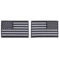 5 inch Black and White American Flag Patches with Black Borders, Left and Right 2 Piece Patch Set