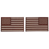 5 inch Brown American Flag Patches, Left and Right 2 Piece Patch Set