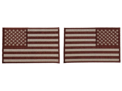 5 inch Brown American Flag Patches, Left and Right 2 Piece Patch Set