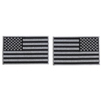 5 inch Gray American Flag Patches, Left and Right 2 Piece Patch Set