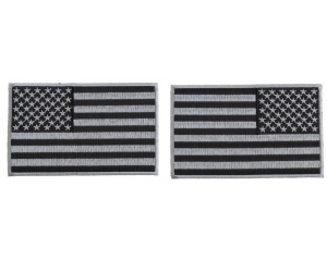 5 inch Gray American Flag Patches, Left and Right 2 Piece Patch Set