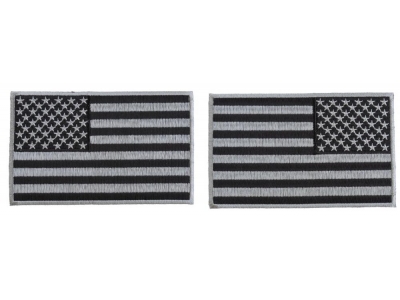 5 inch Gray American Flag Patches, Left and Right 2 Piece Patch Set