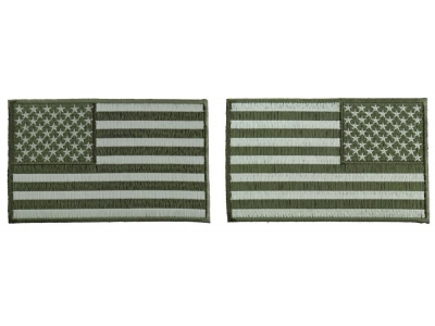 5 inch OD Green American Flag Patches, Left and Right 2 Piece Patch Set
