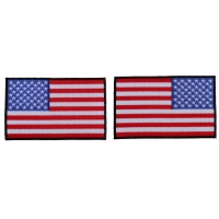 5 inch RWB American Flag Patch with Black Borders Left and Right 2 Patch Iron on Set