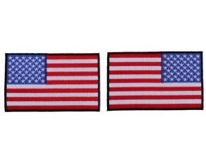 5 inch RWB American Flag Patch with Black Borders Left and Right 2 Patch Iron on Set