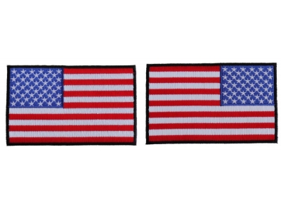 5 inch RWB American Flag Patch with Black Borders Left and Right 2 Patch Iron on Set
