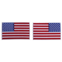 5 inch RWB American Flag Patch with White Borders Left and Right 2 Patch Iron on Set