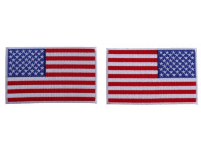 5 inch RWB American Flag Patch with White Borders Left and Right 2 Patch Iron on Set