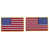 5 inch RWB American Flag Patch with Yellow Borders Left and Right 2 Patch Iron on Set