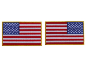 5 inch RWB American Flag Patch with Yellow Borders Left and Right 2 Patch Iron on Set