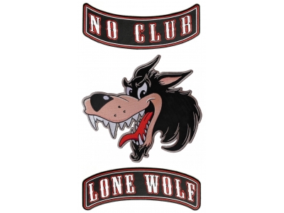 Lone Wolf No Club Fun 3 Piece Patch Set For Bikers