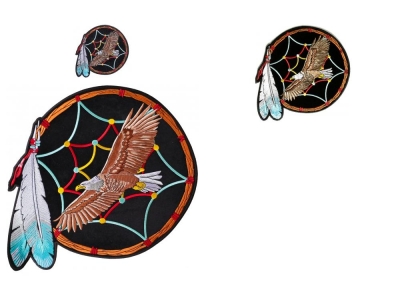 Eagle Dream Catcher EMROIDERED IRON ON 5 INCH PATCH 