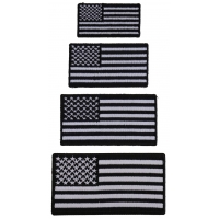 American Flag Patches Black White Small 4 Sizes