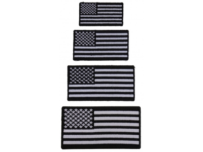 American Flag Patches Black White Small 4 Sizes