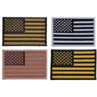 American Flag Patches In Subdued Colors Set Of 4 Small Embroidered US Flags