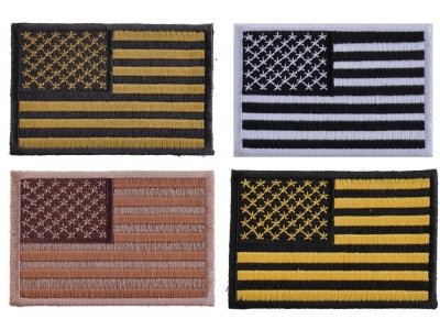 American Flag Patches In Subdued Colors Set Of 4 Small Embroidered US Flags