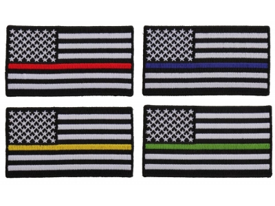 American Flags With Different Colored Thin Stripes For Service Members