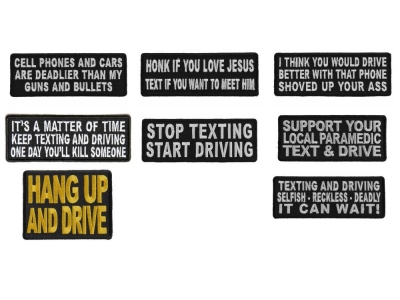 Anti Texting And Driving Patches To Raise Awareness Set Of 8 Patches