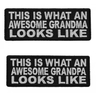 Awesome Grandma And Grandpa Funny 2 Piece Patch Set