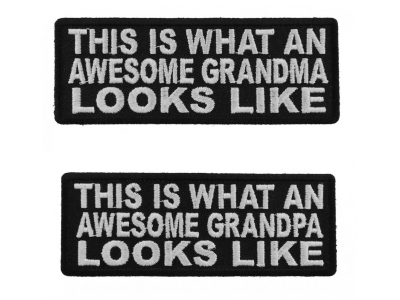 Awesome Grandma And Grandpa Funny 2 Piece Patch Set