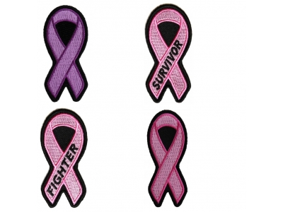 Breast Cancer Awareness Pink Ribbon Patch Set