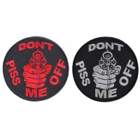 Don't Piss Me Off Patches With Gun Pointing In Red And White Embroidery Over Black Patch 2 Pieces