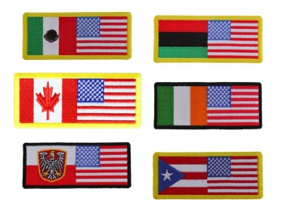 Dual Heritage American Flag Patches Set Of 6 Embroidered 4 Inch Flags