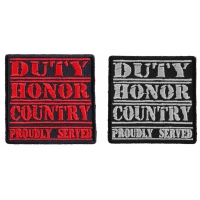 Duty Honor Country Patch White And Red Embroider Over Black 2 Patches