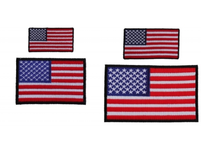 Embroidered American Flag Patches Black Borders 4 Small Sizes Iron On