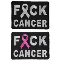 FCK Cancer Patches With Pink And White Ribbon